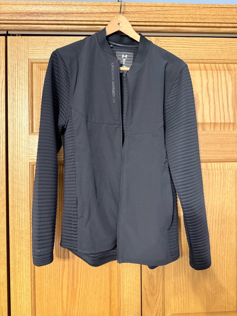Under Armour Mens GOLF UA Loose Coldgear Ribbed Full Zip Mock Neck Jacket Sz M